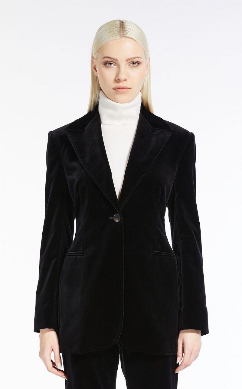 Max Mara Baumwoll Velvet Blazer Schwarz | MMR594073