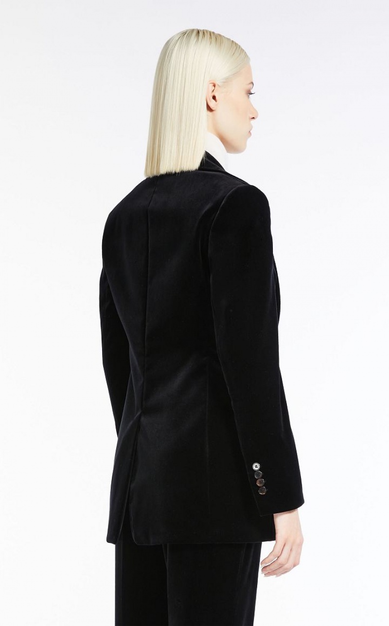 Max Mara Baumwoll Velvet Blazer Schwarz | MMR594073