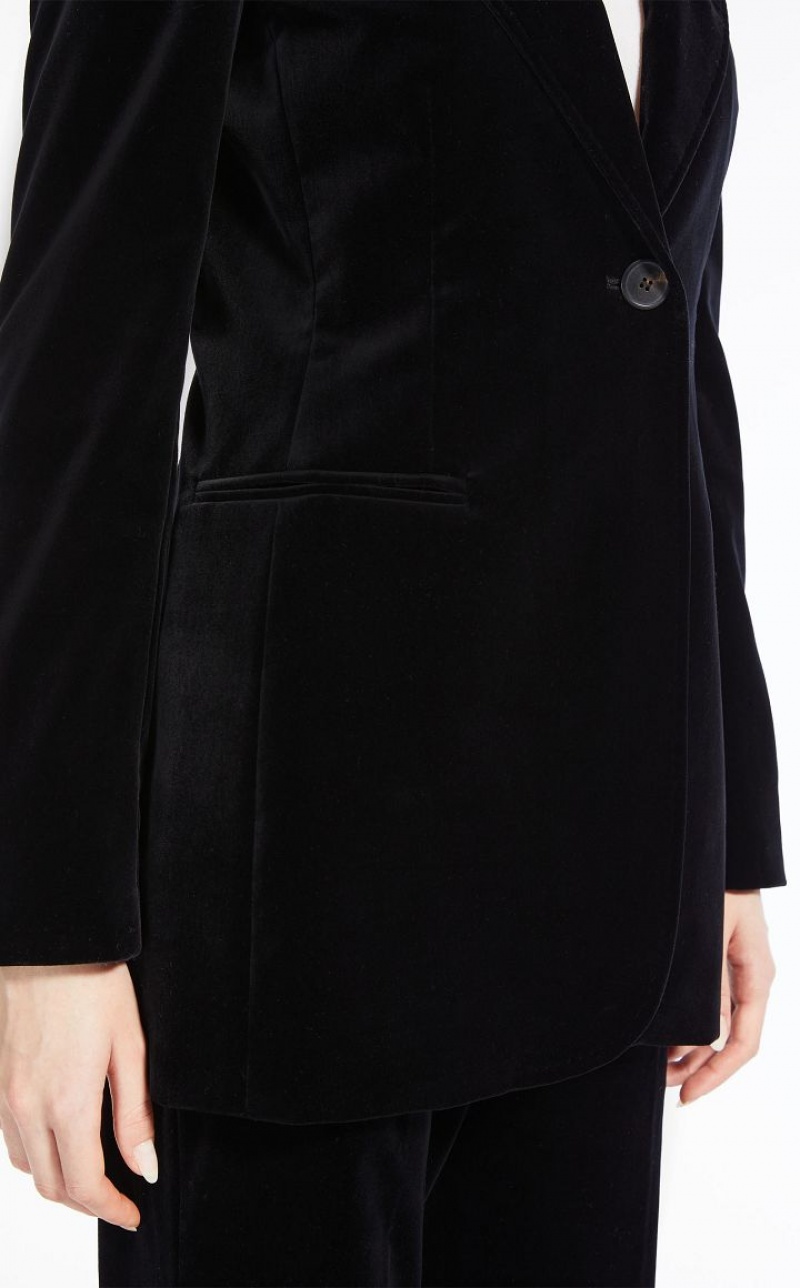 Max Mara Baumwoll Velvet Blazer Schwarz | MMR594073