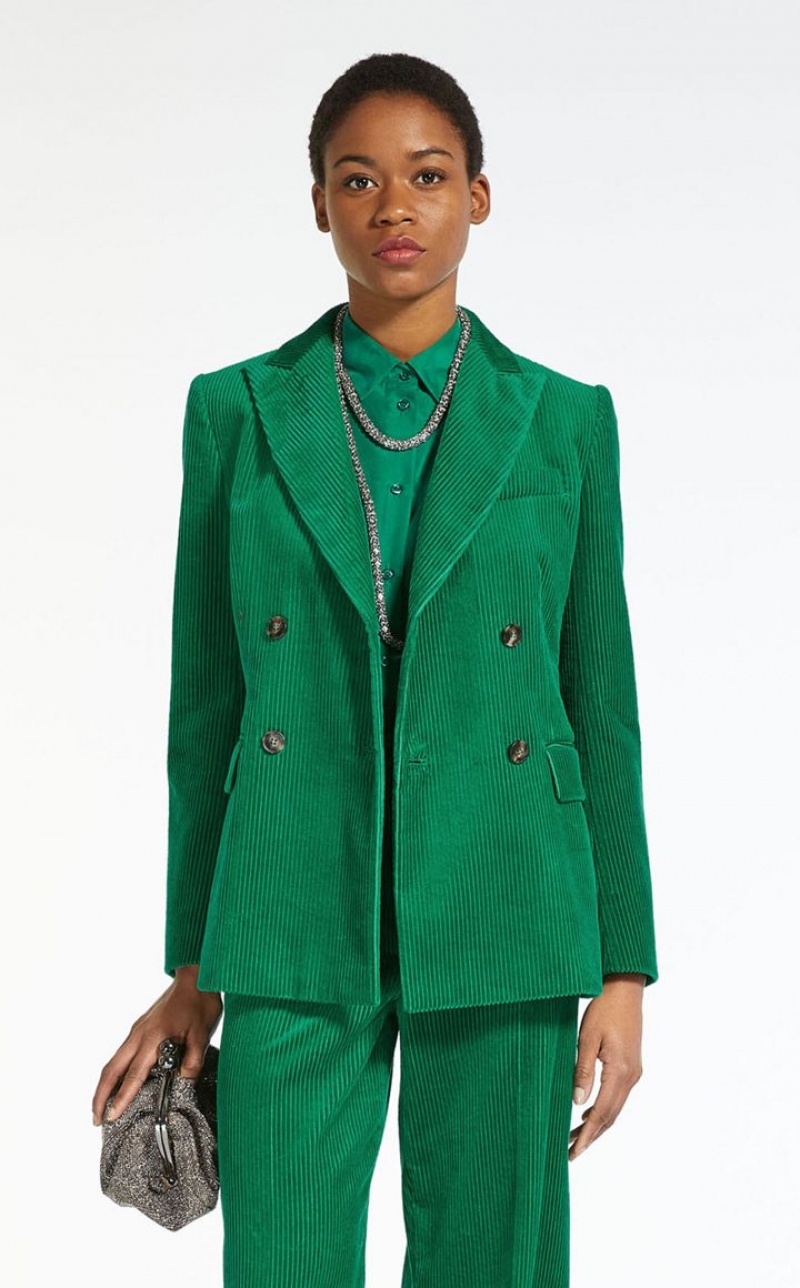 Max Mara Baumwoll Velvet Blazer Türkis | MMR594041