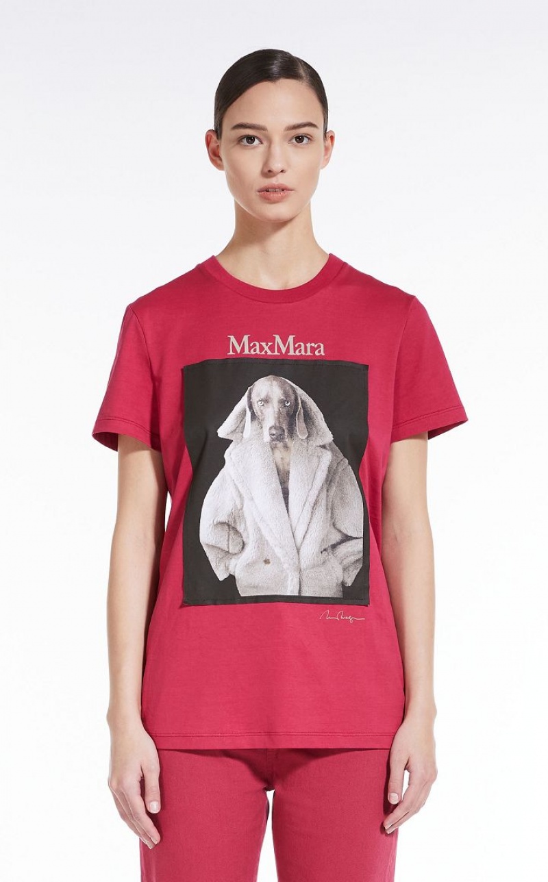 Max Mara Baumwoll With Wegman Print T-shirt Rosa | MMR593659