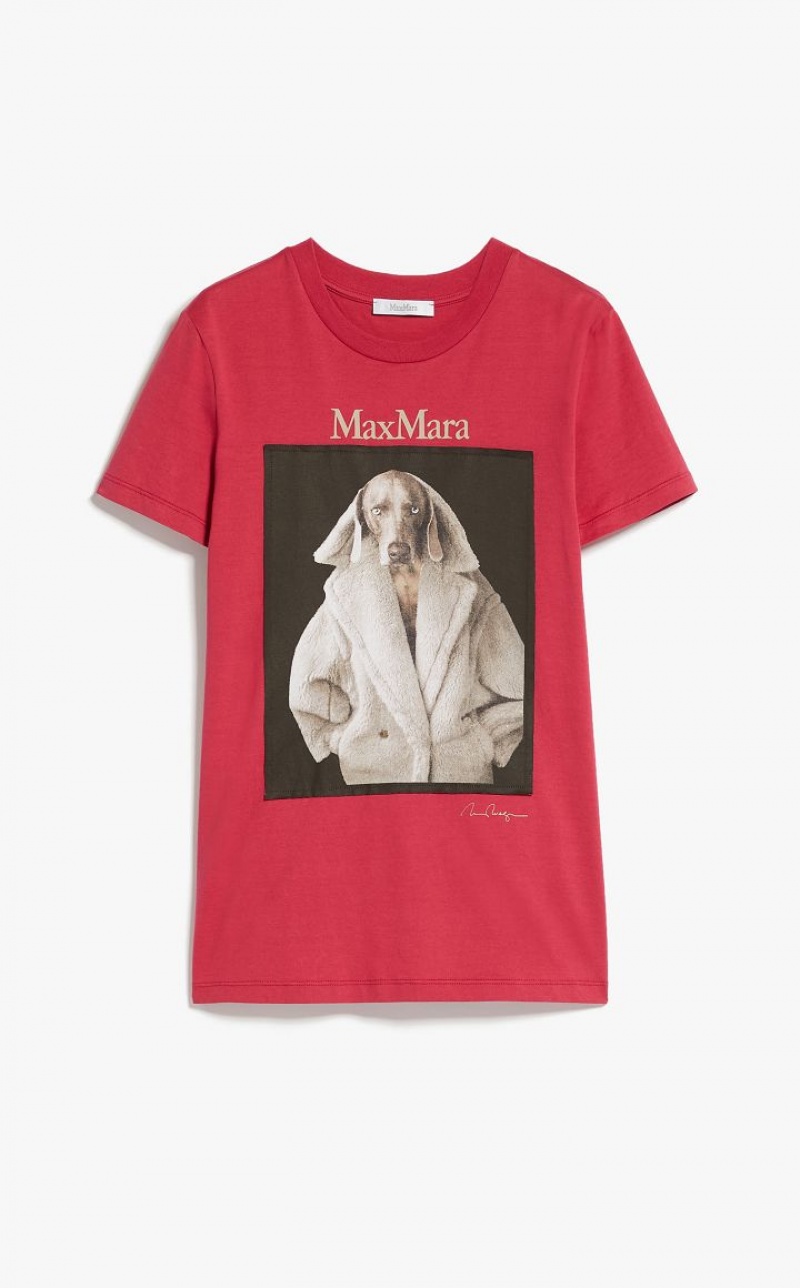 Max Mara Baumwoll With Wegman Print T-shirt Rosa | MMR593659