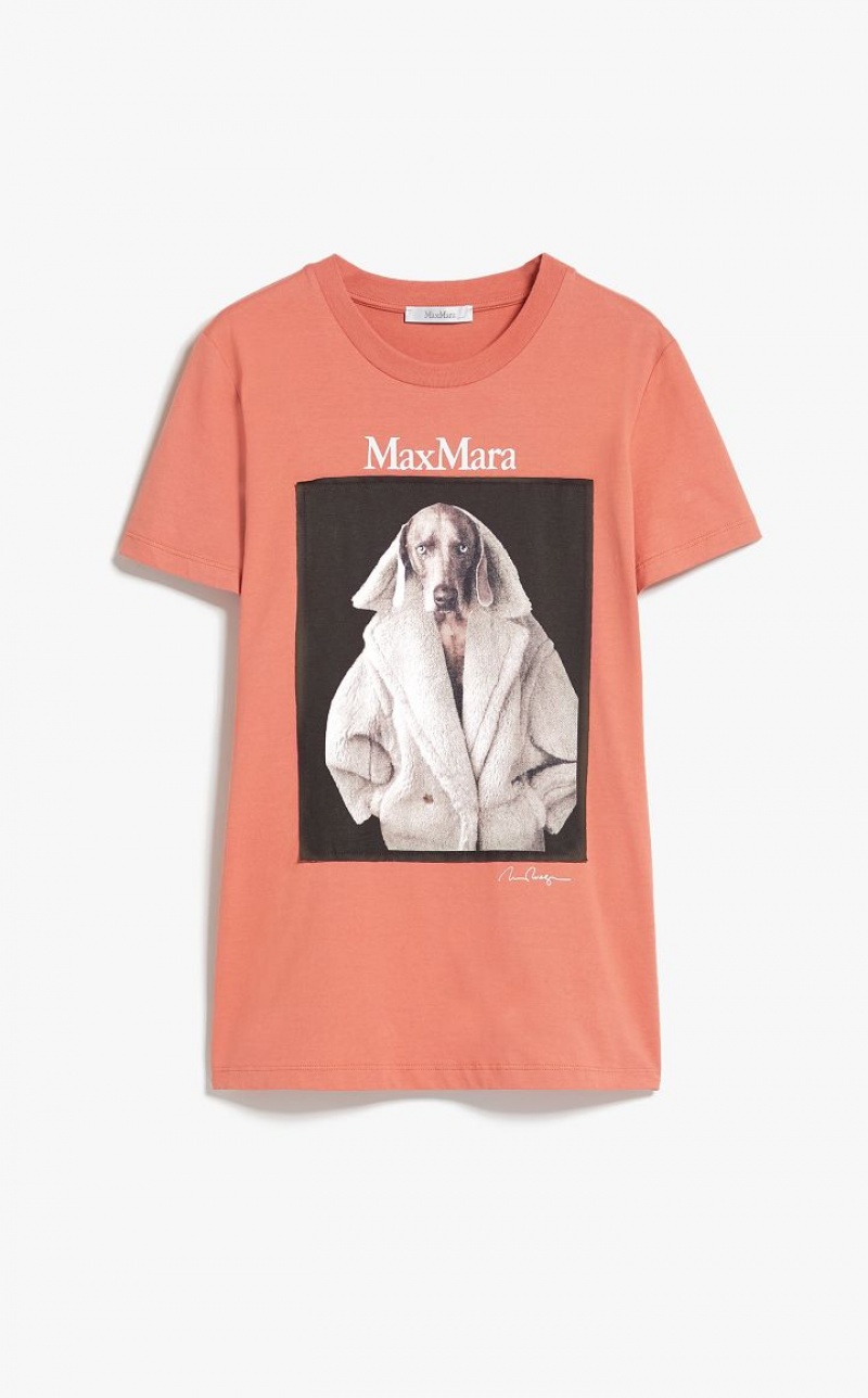 Max Mara Baumwoll With Wegman Print T-shirt Rosa | MMR593660