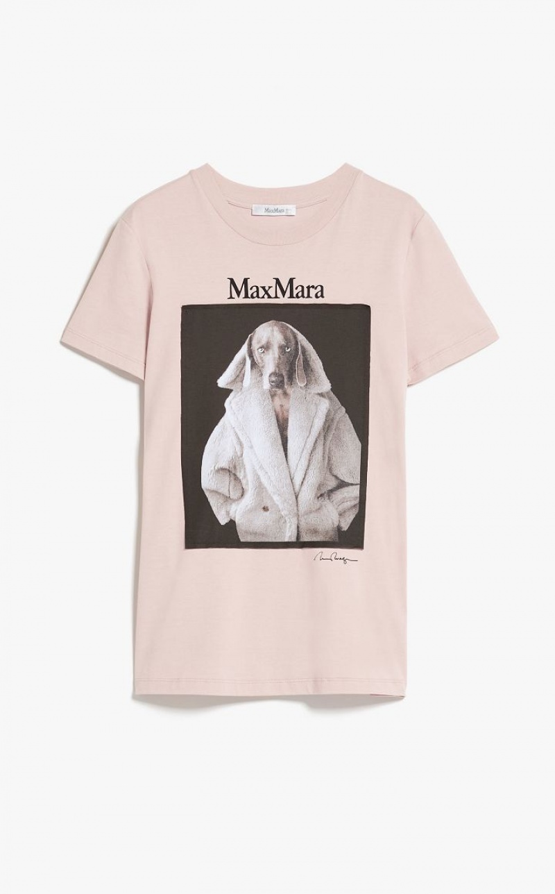 Max Mara Baumwoll With Wegman Print T-shirt Rosa | MMR593669