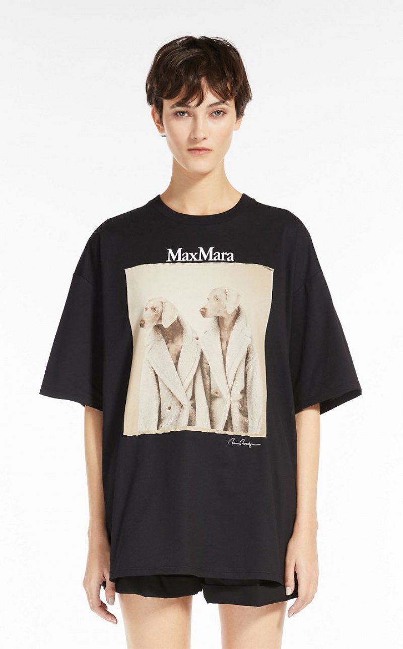 Max Mara Baumwoll With Wegman Print T-shirt Schwarz | MMR593675