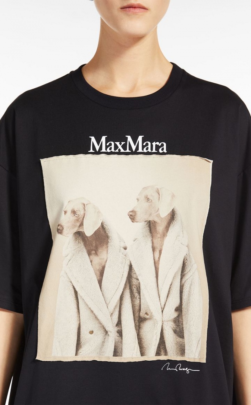 Max Mara Baumwoll With Wegman Print T-shirt Schwarz | MMR593675