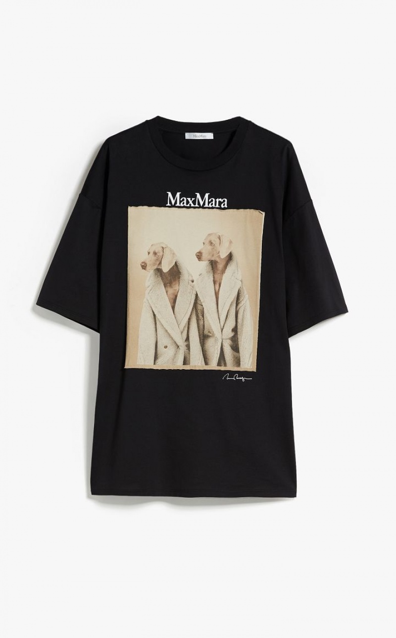 Max Mara Baumwoll With Wegman Print T-shirt Schwarz | MMR593675