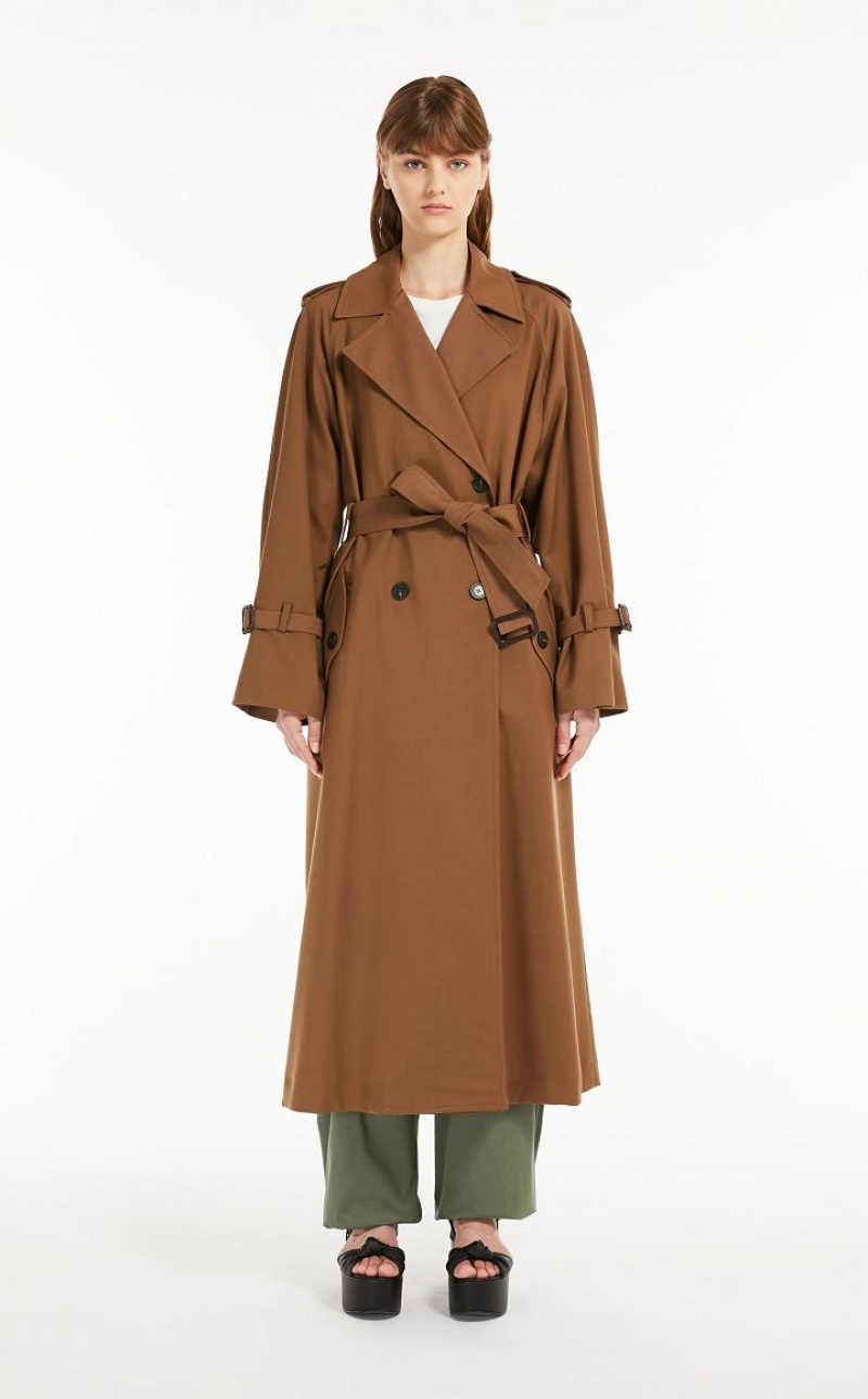 Max Mara Belted In Showerproof Fabric Trench Braun | MMR593941