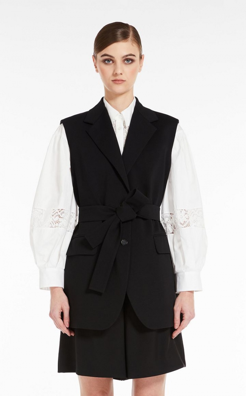 Max Mara Belted Jersey Waistcoat Blazer Schwarz | MMR594097