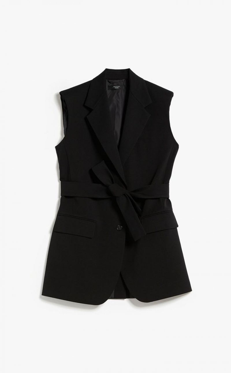 Max Mara Belted Jersey Waistcoat Blazer Schwarz | MMR594097