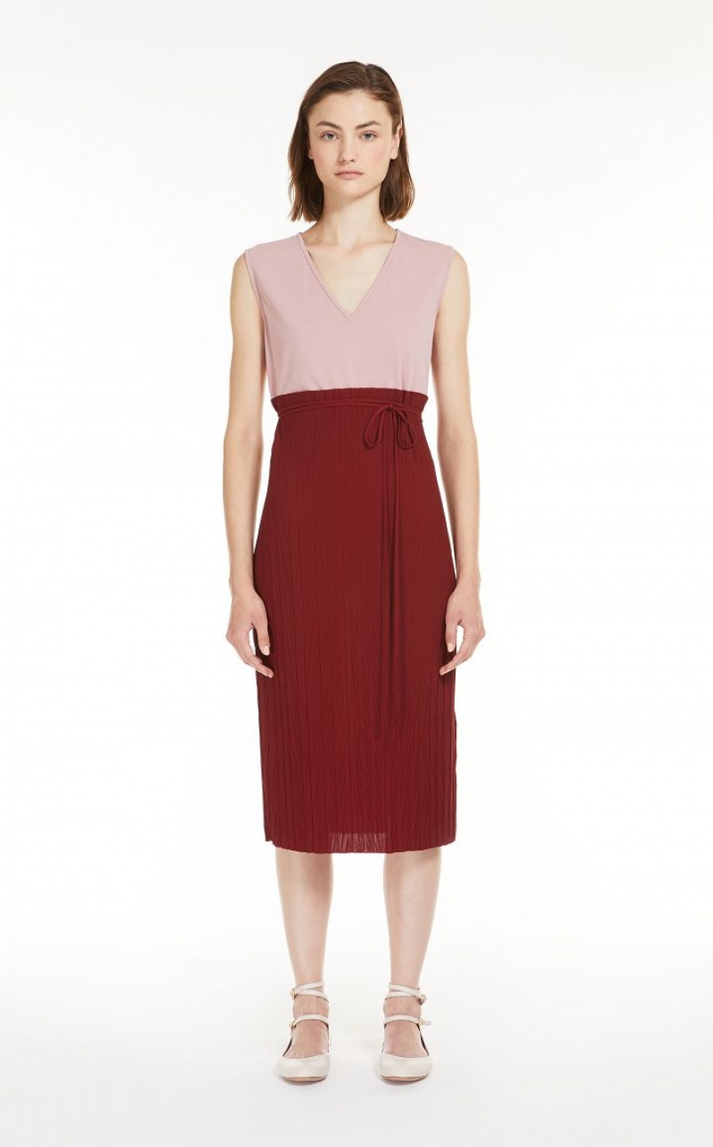 Max Mara Belted Sheath In Jersey Fabric Kleid Fuchsie | MMR593296