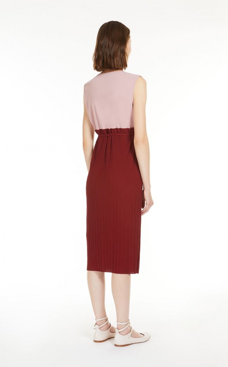 Max Mara Belted Sheath In Jersey Fabric Kleid Fuchsie | MMR593296