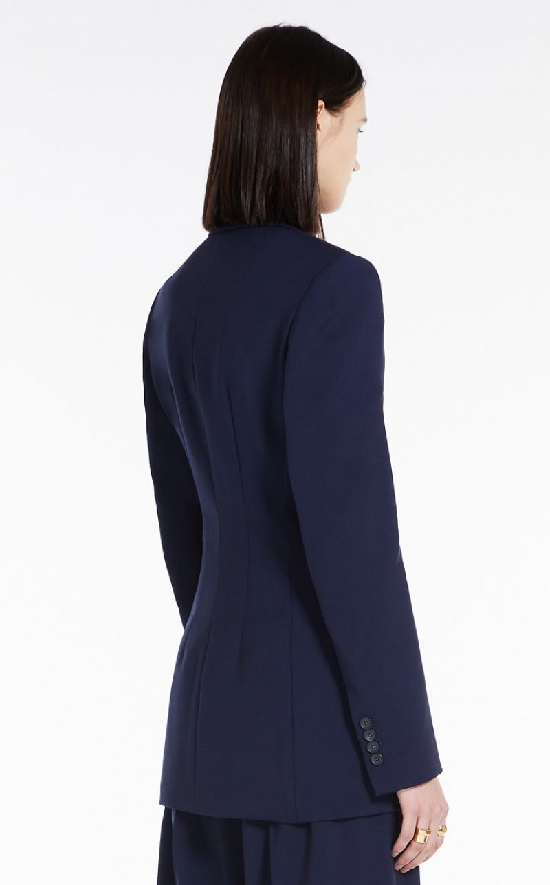 Max Mara Blazer In Natural Stretch Pure Wolle Anzüge Navy | MMR593476