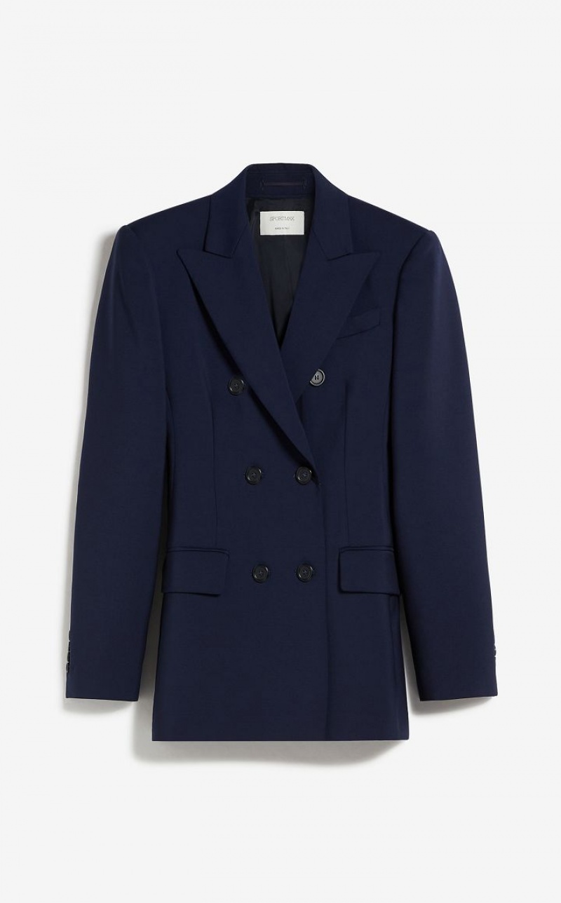 Max Mara Blazer In Natural Stretch Pure Wolle Anzüge Navy | MMR593476