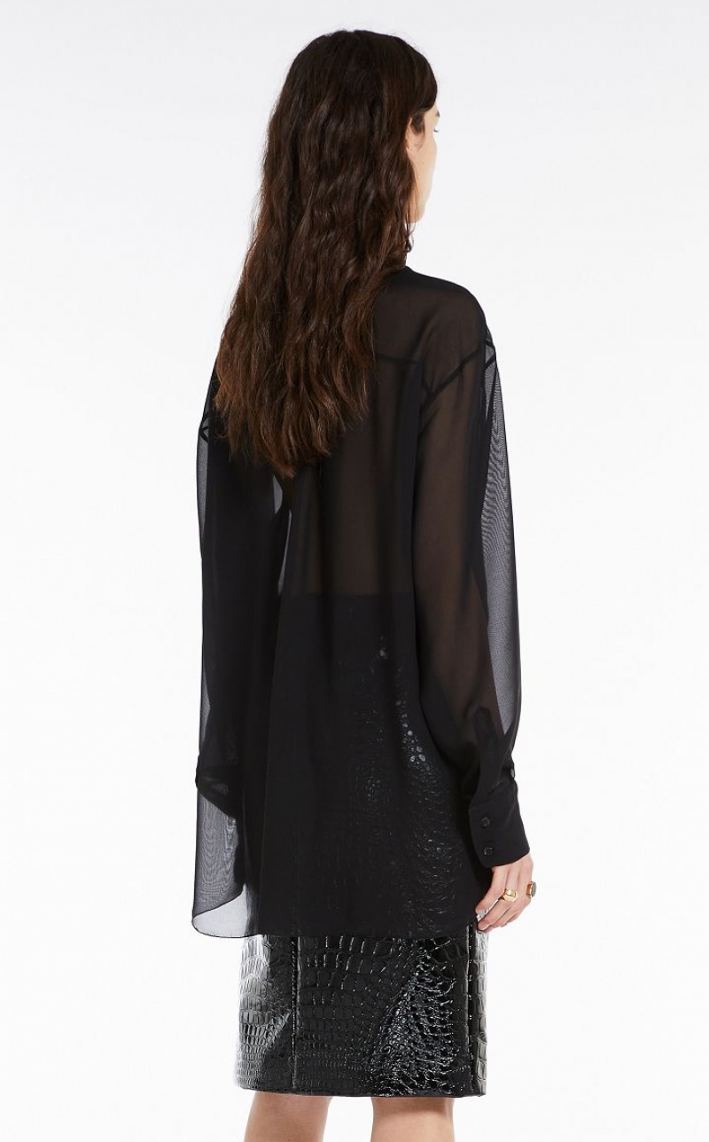 Max Mara Blouse With Sash Collar Bluse Schwarz | MMR593607