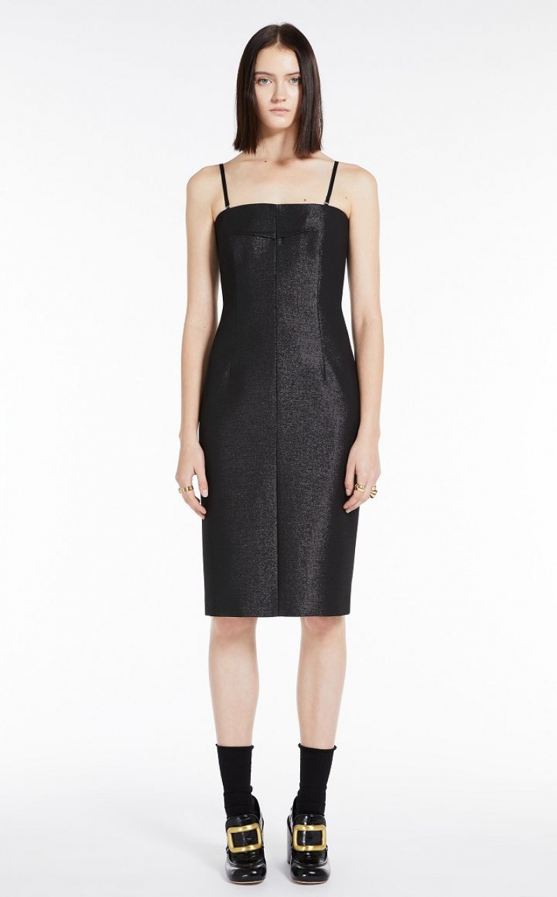 Max Mara Bustier In Metallic Effect Fabric Kleid Schwarz | MMR593290