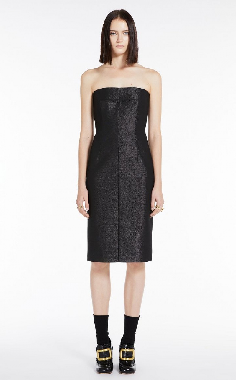 Max Mara Bustier In Metallic Effect Fabric Kleid Schwarz | MMR593290