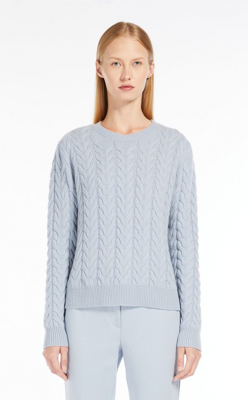 Max Mara Cable Cashmere Strickwaren Hellblau | MMR593419