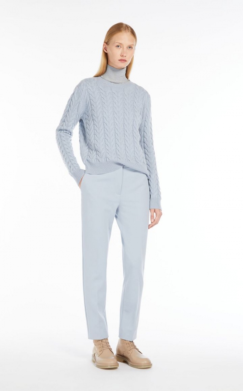 Max Mara Cable Cashmere Strickwaren Hellblau | MMR593419