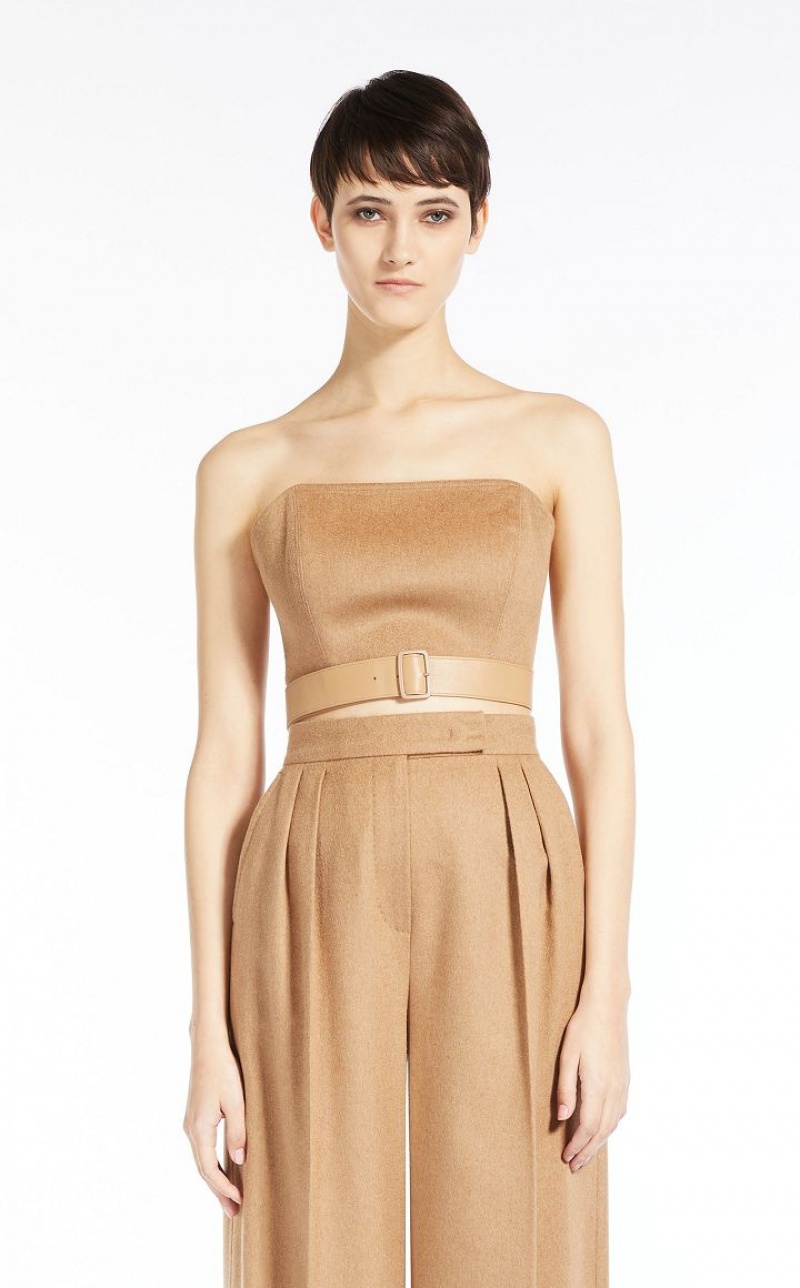 Max Mara Camel Colour Bustier Bluse Braun | MMR593576