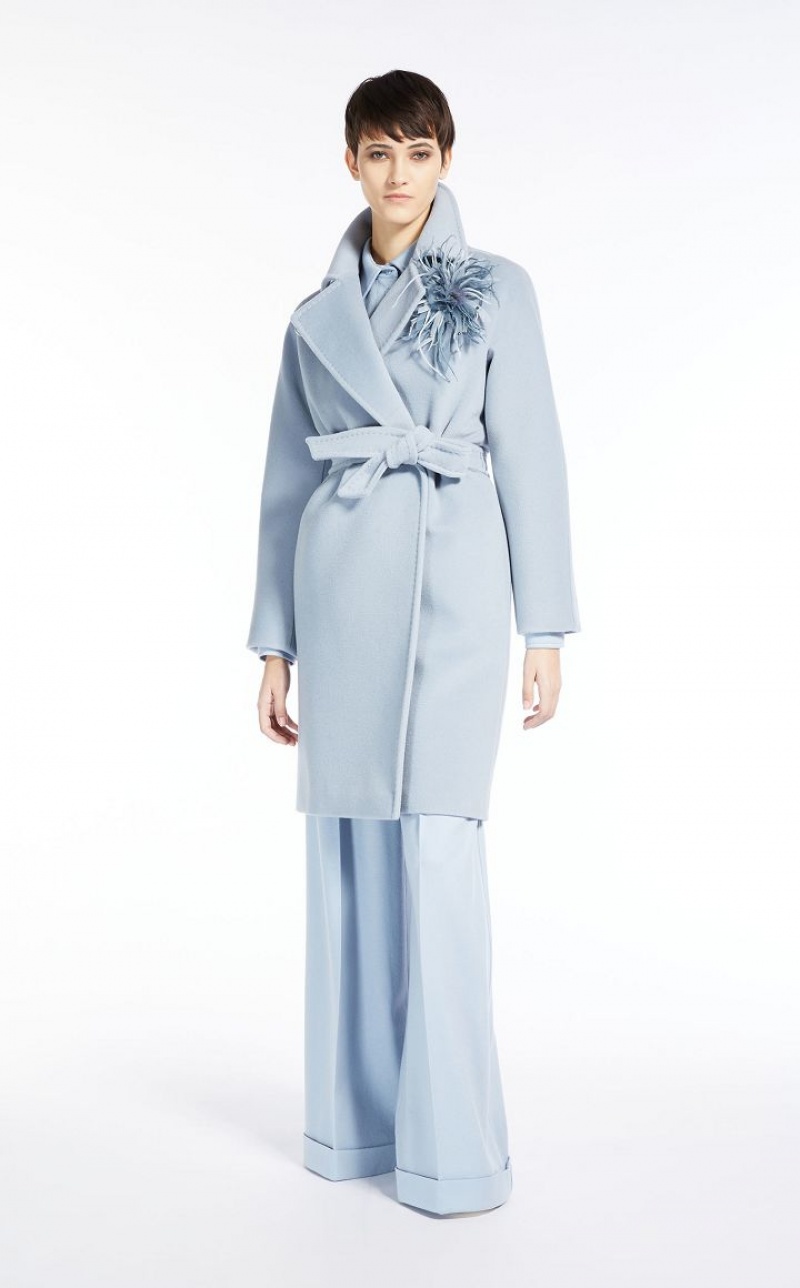 Max Mara Cashmere And Wolle Robe Mäntel Hellblau | MMR593876