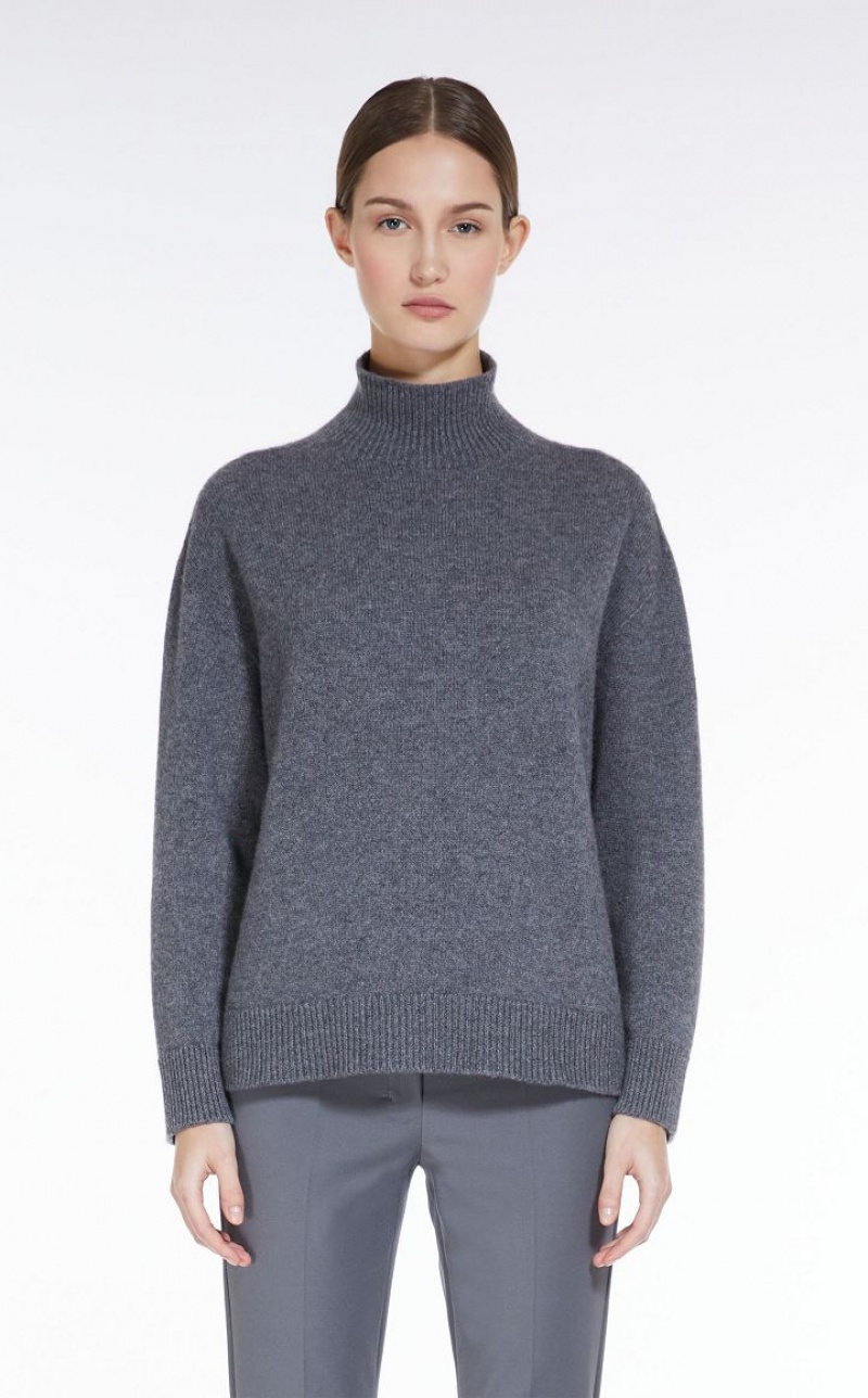 Max Mara Cashmere Yarn Polo-neck Strickwaren Grau | MMR593451