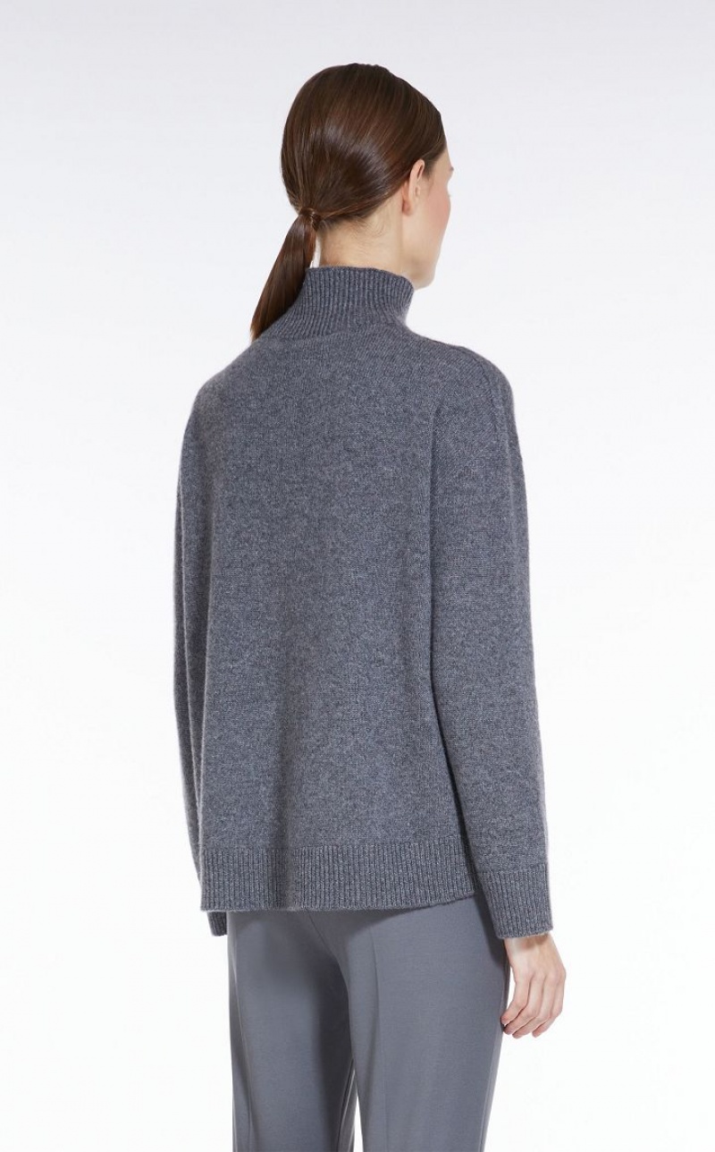 Max Mara Cashmere Yarn Polo-neck Strickwaren Grau | MMR593451