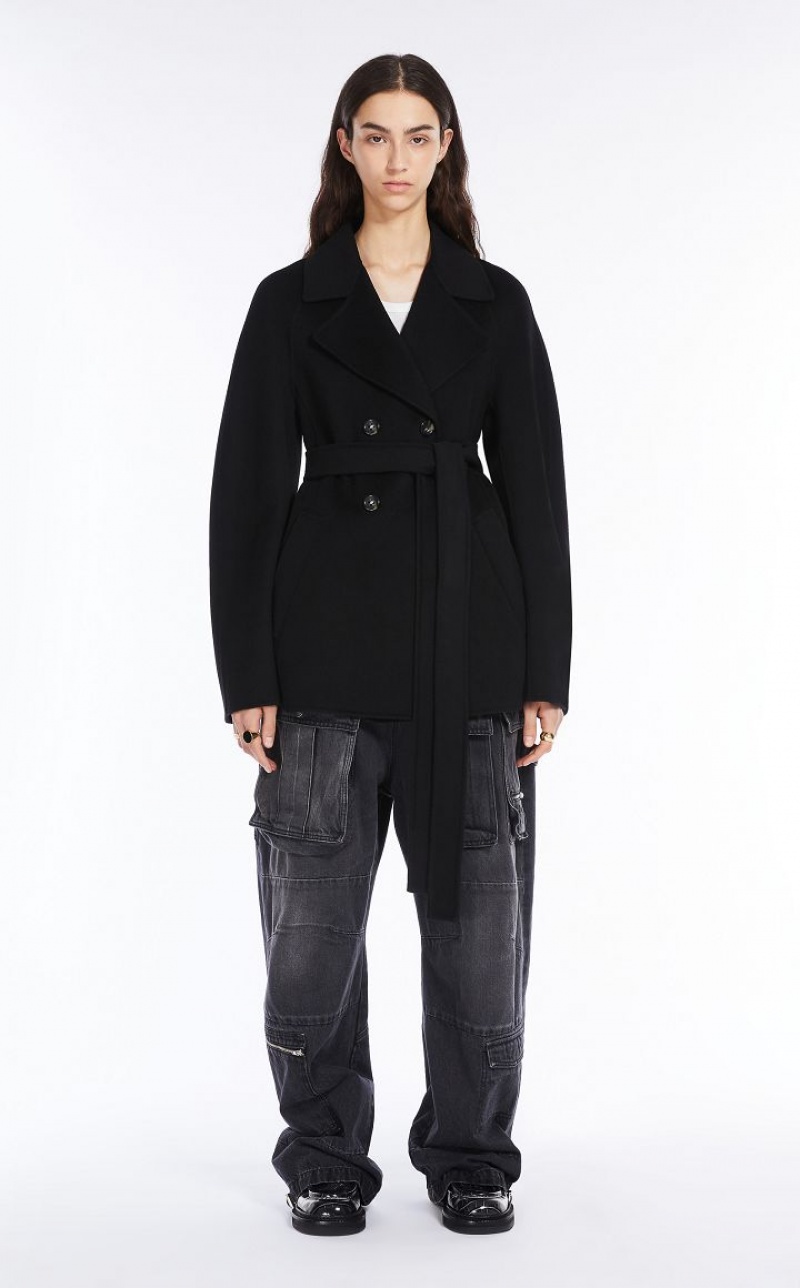 Max Mara Cashmere-blend Robe-style Jacket Mäntel Schwarz | MMR593839