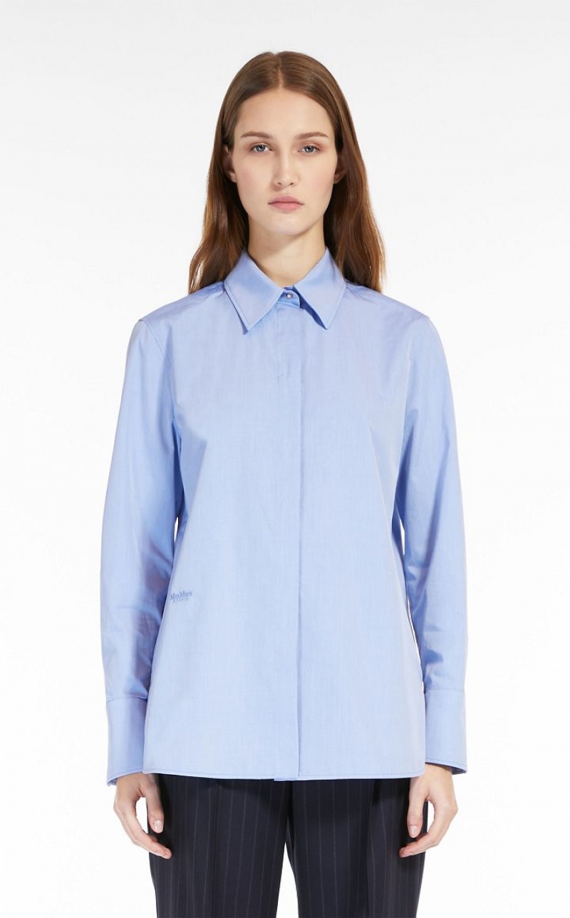 Max Mara Chambray Boyfriend Bluse Hellblau | MMR593613