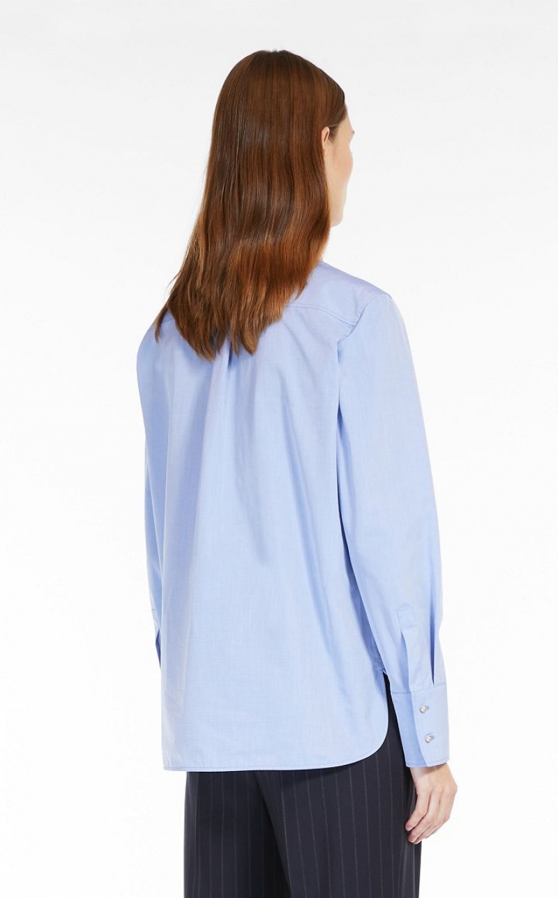 Max Mara Chambray Boyfriend Bluse Hellblau | MMR593613