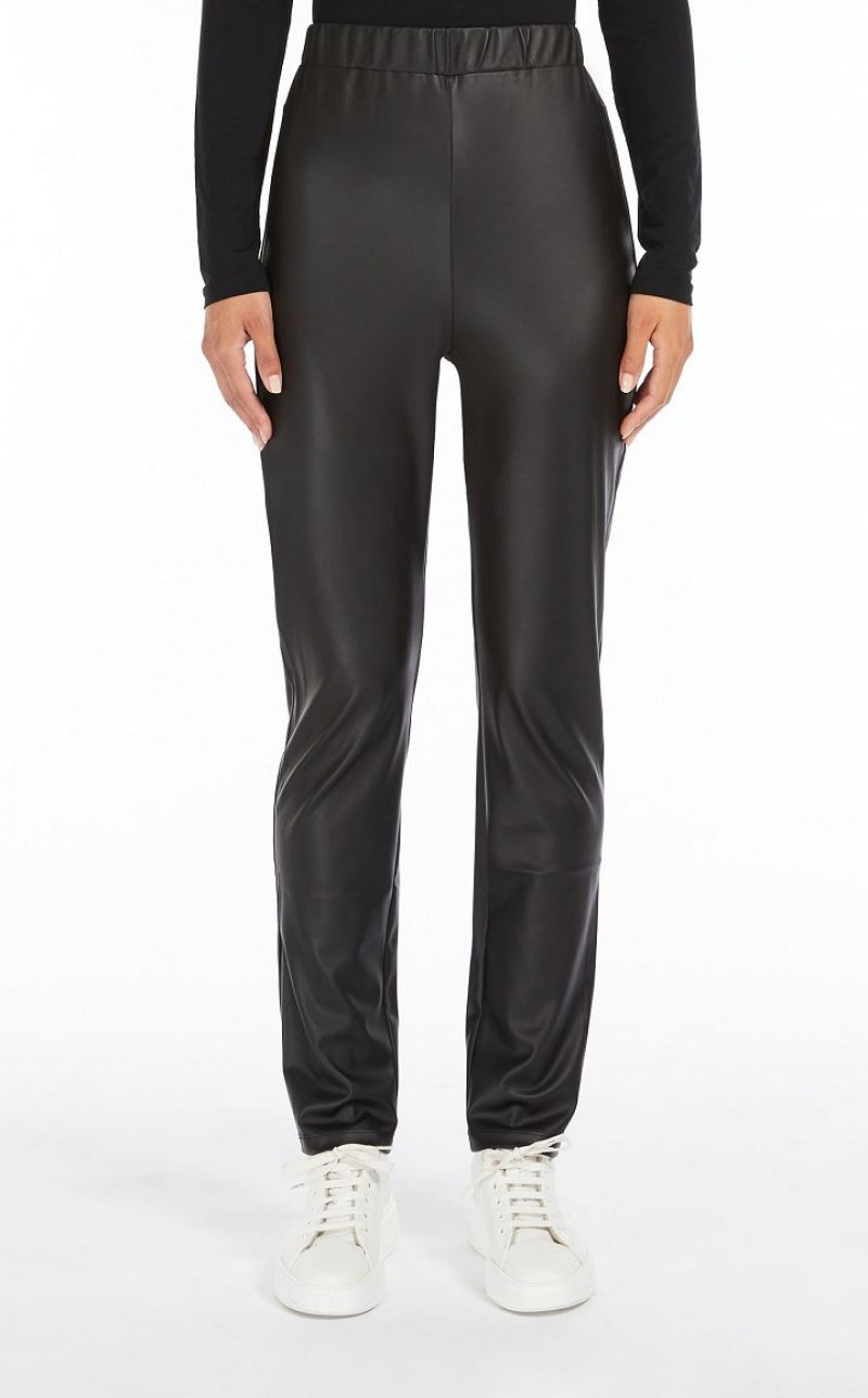 Max Mara Coated Jersey Leggings Hosen Schwarz | MMR593804