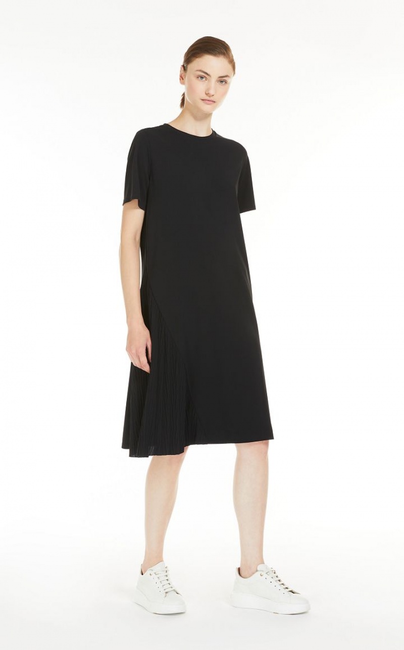 Max Mara Crew-neck In Stretch Jersey Fabric Kleid Schwarz | MMR593373