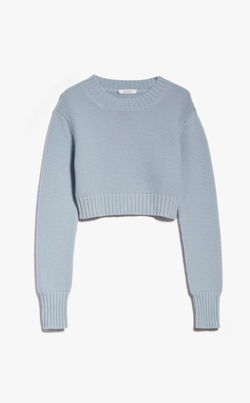 Max Mara Cropped, Cashmere Strickwaren Hellblau | MMR593423