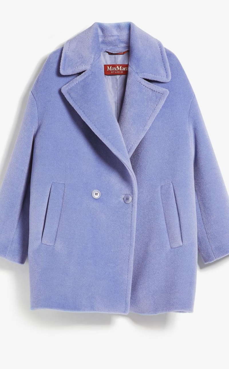 Max Mara Double-breasted Alpaca And Wolle Pea Mäntel Hellblau | MMR593851