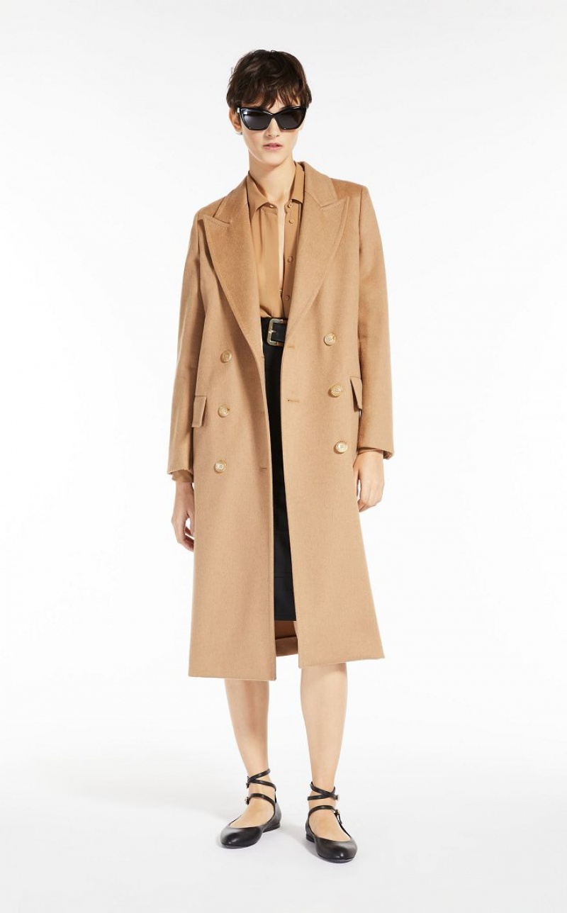 Max Mara Double-breasted Camel Trench Beige | MMR593945