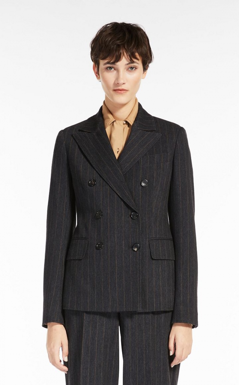 Max Mara Double-breasted In Pinstriped Jersey Anzüge Dunkelgrau | MMR593495