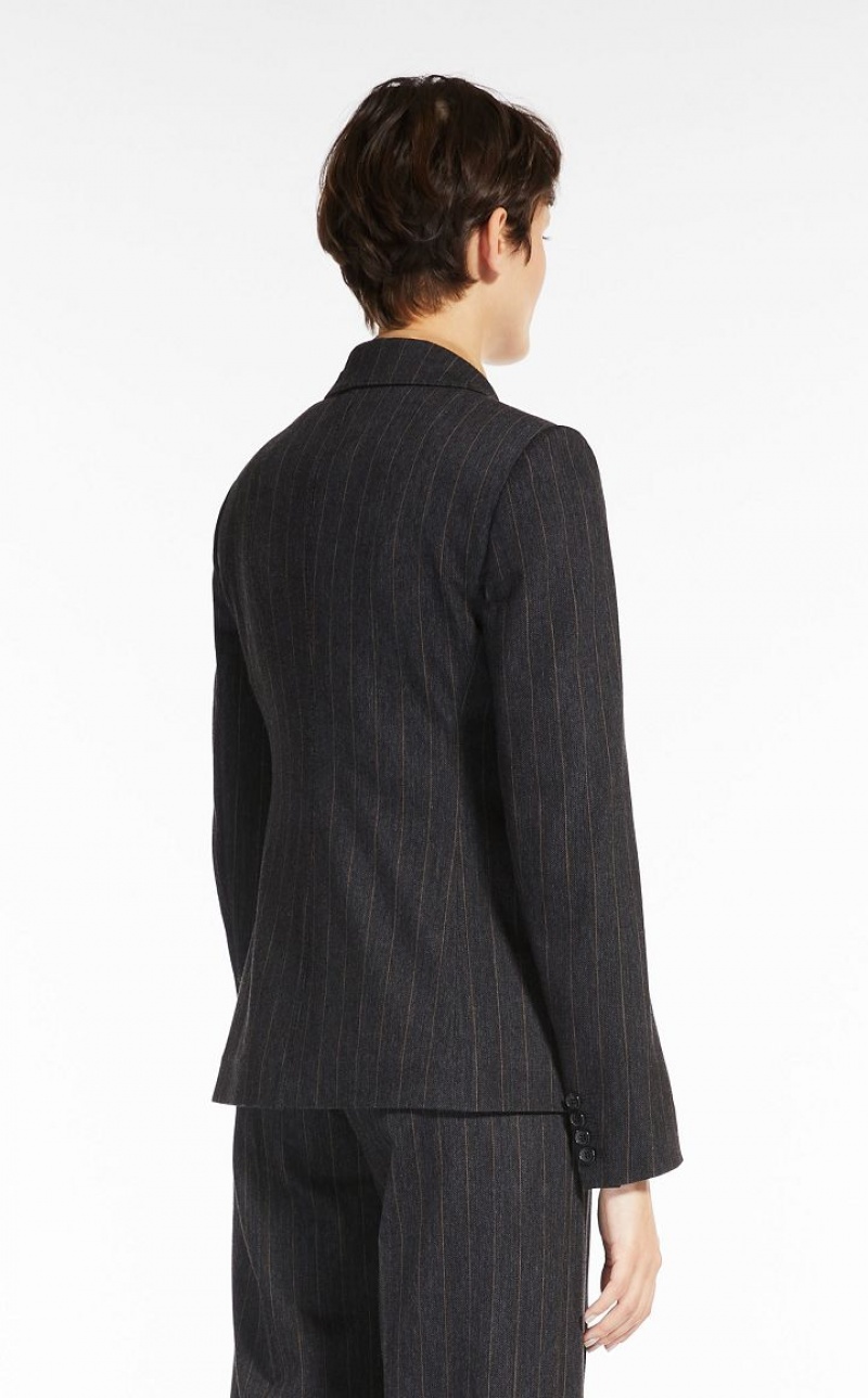 Max Mara Double-breasted In Pinstriped Jersey Anzüge Dunkelgrau | MMR593495