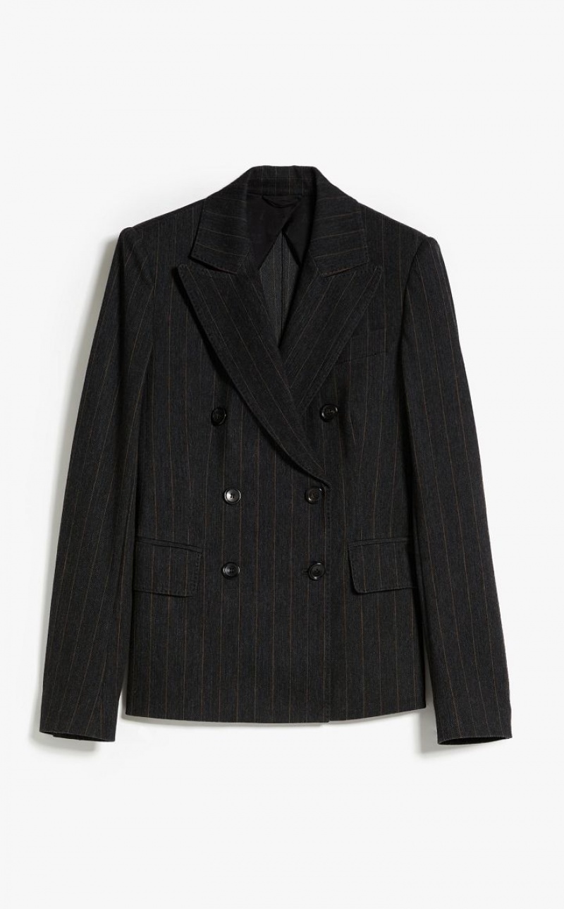 Max Mara Double-breasted In Pinstriped Jersey Blazer Dunkelgrau | MMR594070