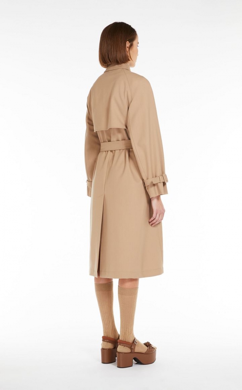 Max Mara Double-breasted In Showerproof Fabric Trench Braun | MMR593943