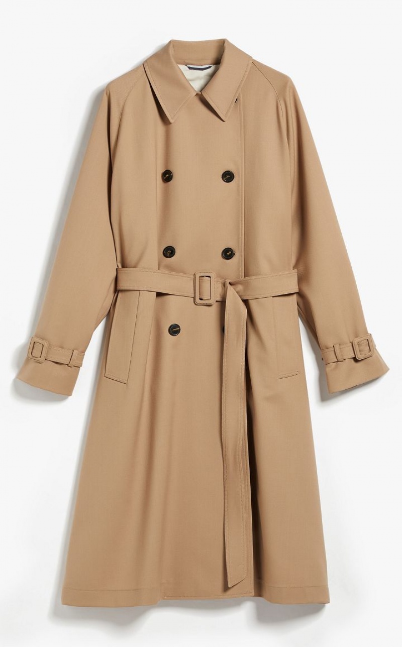 Max Mara Double-breasted In Showerproof Fabric Trench Braun | MMR593943