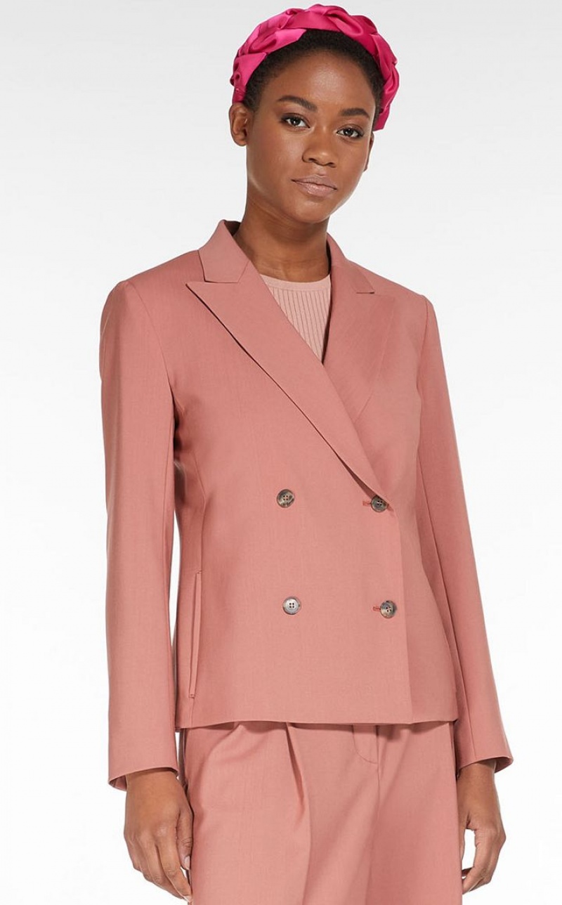 Max Mara Double-breasted In Wolle Fabric Anzüge Rosa | MMR593497