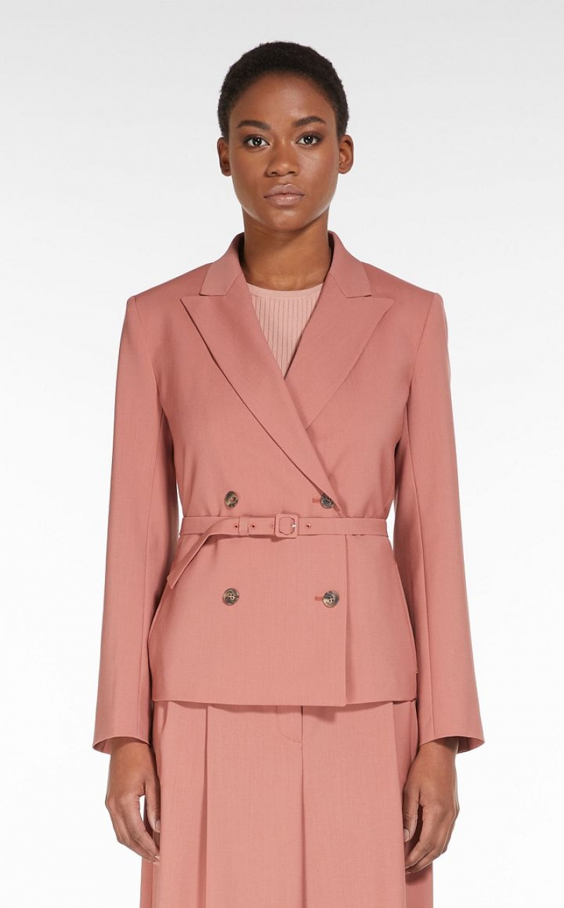 Max Mara Double-breasted In Wolle Fabric Blazer Rosa | MMR594071