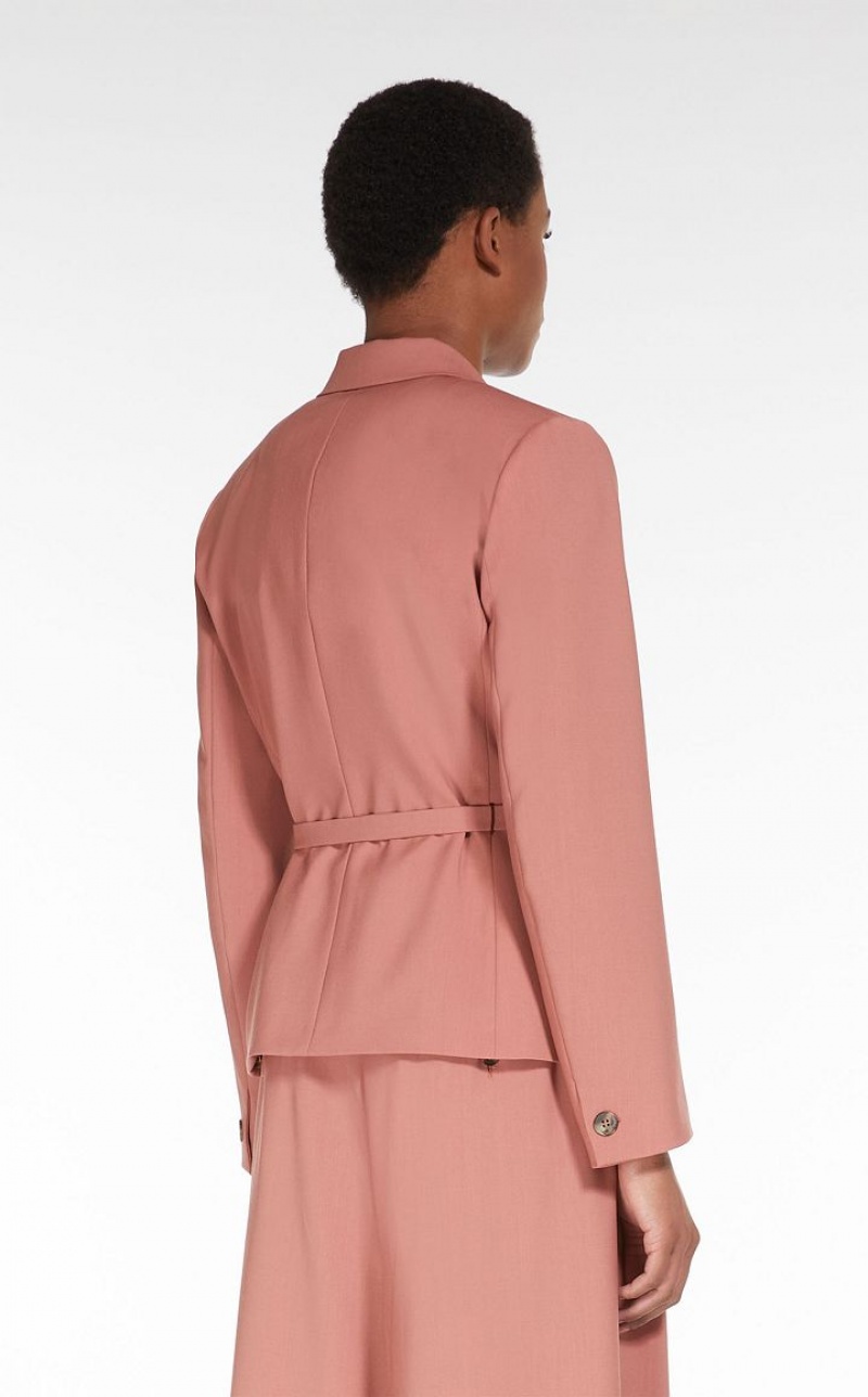 Max Mara Double-breasted In Wolle Fabric Blazer Rosa | MMR594071