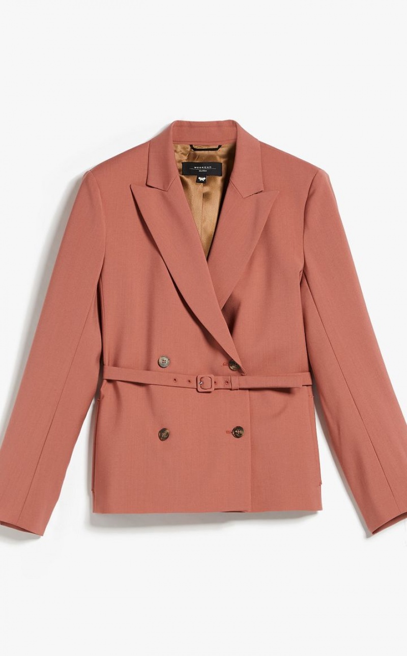 Max Mara Double-breasted In Wolle Fabric Blazer Rosa | MMR594071