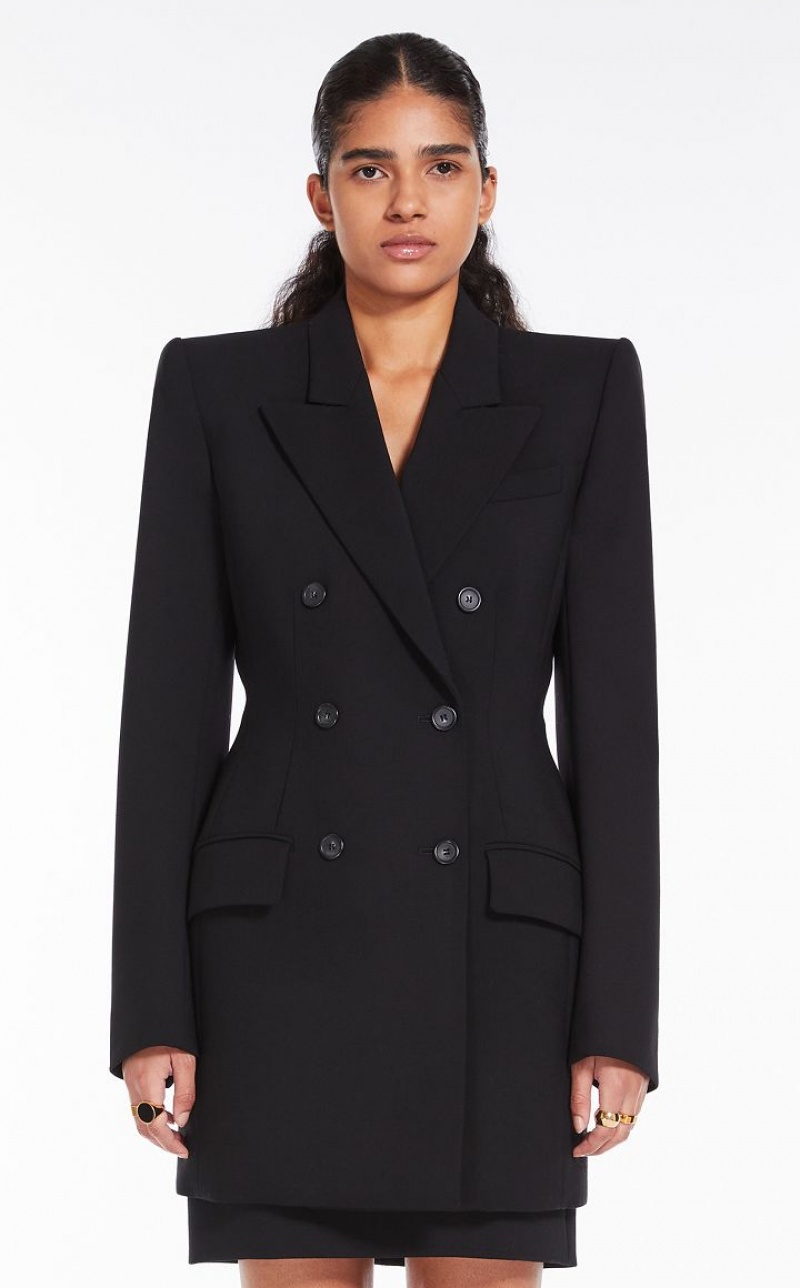 Max Mara Double-breasted Long Blazer Schwarz | MMR594035