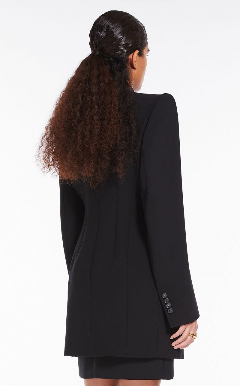 Max Mara Double-breasted Long Blazer Schwarz | MMR594035