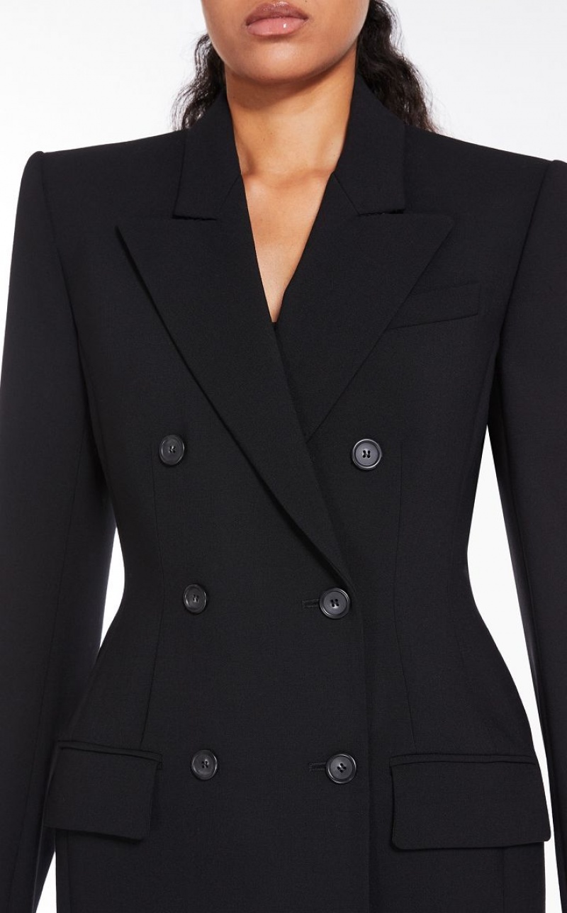 Max Mara Double-breasted Long Blazer Schwarz | MMR594035