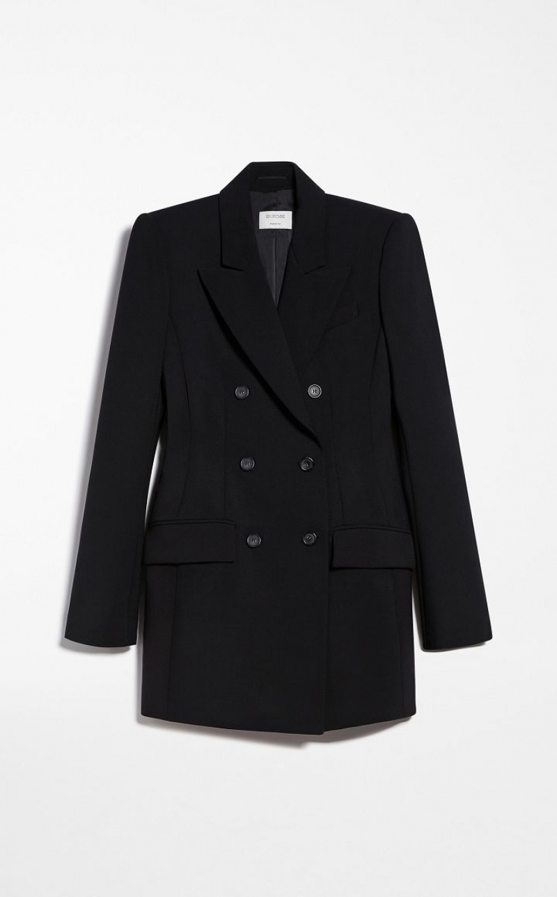 Max Mara Double-breasted Long Blazer Schwarz | MMR594035