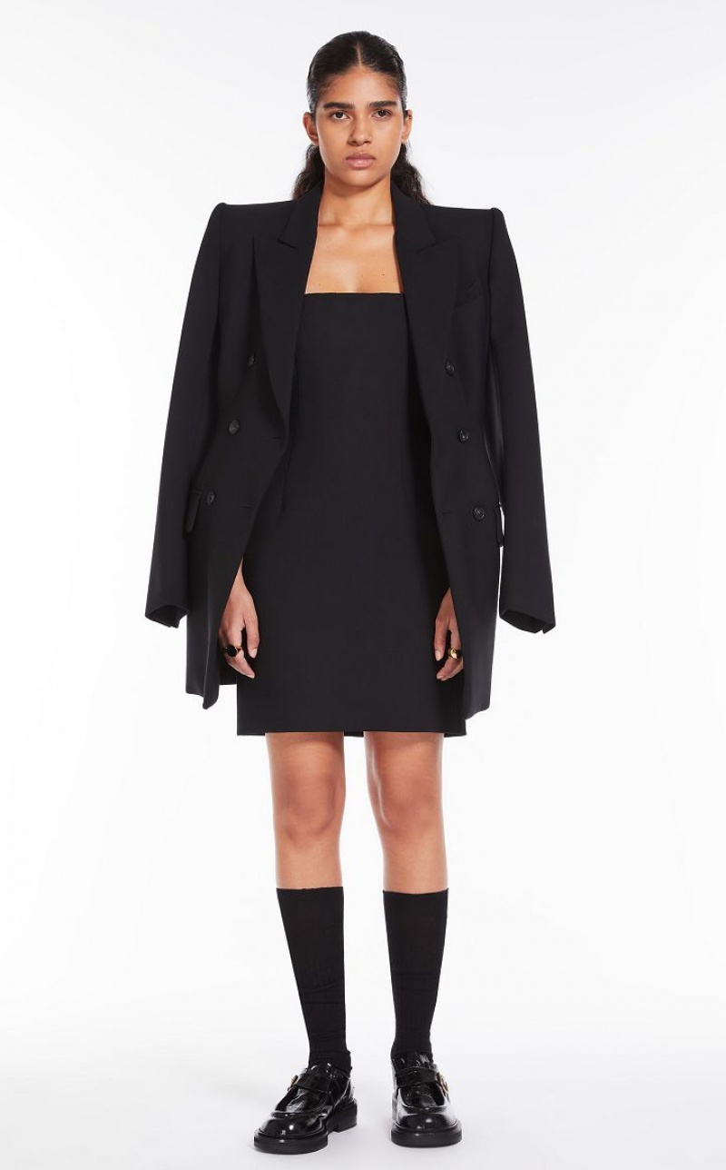 Max Mara Double-breasted Long Blazer Schwarz | MMR594035