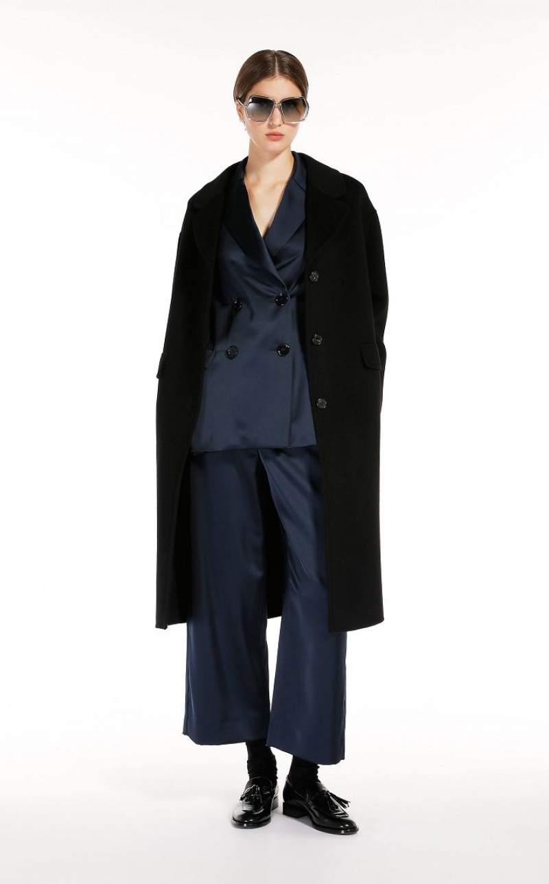 Max Mara Double-breasted Satin Jacken Navy | MMR594034